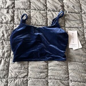 Athleta Blue Velvet Cropped Sports Bra
